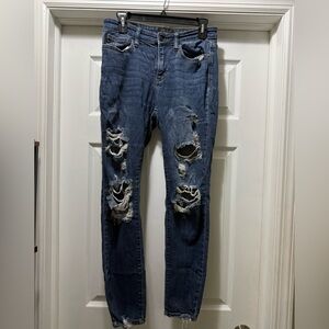 Judy Blue Women's Distressed Skinny Jeans - Dark Blue